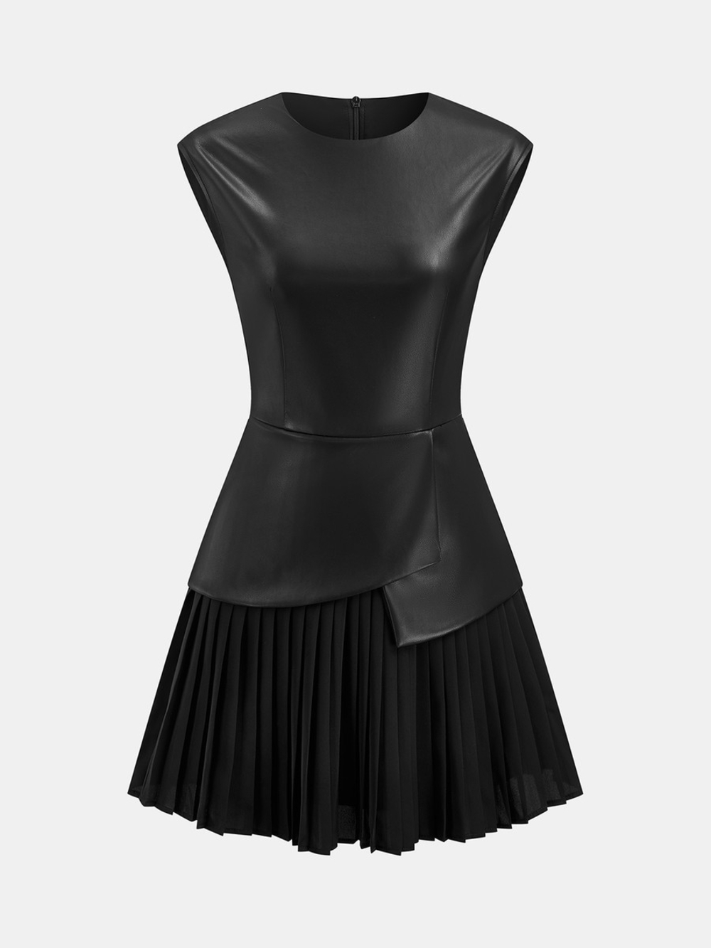 Commense Black Faux-Leather Peplum Mini Dress - Picture 2 of 4